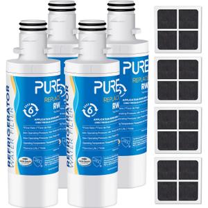 PUREPLUS ADQ747935 Replacement for LG LT1000P, Kenmore Elite 9980, LT1000, LT1000PC, MDJ64844601, ADQ74793501, LT120F Refrigerator Water and Air Filter Combo, Model: RWF4700AC, 4Pack