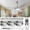 52 Inch Quiet DC Motor Ceiling Fan with Light Remote Control, Indoor 3 Blade Silver Modern Ceiling Fan for Bedroom Living Room Porch