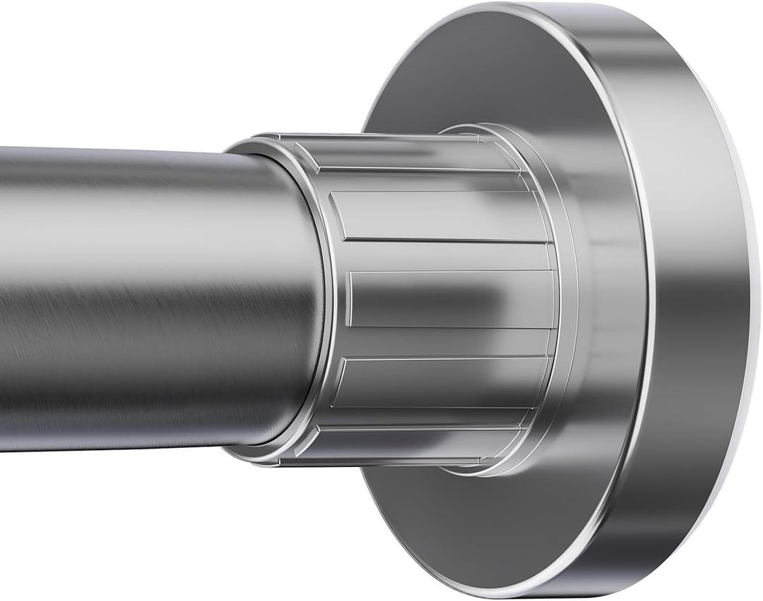 Ausemku Shower Curtain Rod 32-65 Inch Adjustable - 1 Inch Diameter Heavy Duty No drill Spring Tension Shower Rod, Non-Slip Rustproof Telescopic Rod for Bathroom, Nickel