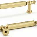 Goldenwarm 10 Pack Gold Cabinet Pulls Brushed Gold Cabinet Pulls 3 Inch Drawer Handles Kitchen Drawer Handles Zinc Alloy Dresser Hardware for Bathroom Cupboard Bedroom, 76mm Hole Centers
