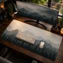 XXL Gaming Mouse Pad 35" x 17", Large Extended Desk Mat with Non-Slip Rubber Base, Misty Forest Landscape Mouse Pad for Gaming, Office, Laptop, Keyboard & Desktop Setup