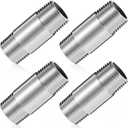 4 Pcs 304 Stainless Steel Pipe Fittings 1/2" NPT x 1/2" NPT Male Threaded 2" Length Nipple Cast Pipe Fittings for Oil Air Fuel