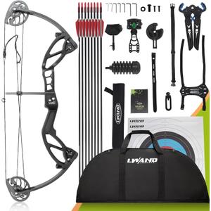 Compound Bow Archery Sets for Youth & Kids,Beginners, Right Hand Compound Bows, Draw Length 18"-27",15-30 lbs Draw Weight, 260fps, Hunting Bow Archery Arrows Set (Black)