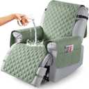 TAOCOCO 100% Waterproof Recliner Covers, Recliner Sofa Covers with Leg Straps, Reversible Recliner Couch Cover for Reclining Chair, Washable Couch Protector for Pets Kids(1 Seater 22", Sage Green)