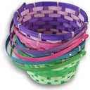 Easter Baskets with Hinged Handle - Round Woven Bamboo (Purple And Blue) 3 Pack