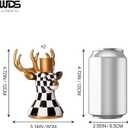 WDS WONDROUS Christmas Candle Holders Reindeer Black White Set of 2  Deer Taper Candle Holders with Gold Antlers & Check Pattern, Holiday Candlestick Holders for Table Centerpiece, Mantel & Gift