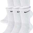Nike Everyday Cotton Cushioned Crew Socks (6 Pack) (Large, White/ Black)