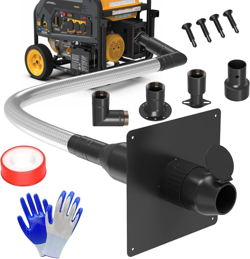 Generator Exhaust Extension Silencer Kit with Upgraded 304 Stainless Steel Flex Pipe Hose and Muffler Reduce Noise by 50% Three Adapters&Mounting Plate Universally Fit for All Portable Generators