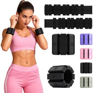 Adjustable Wrist Weights for Women Men, Leg Weights for Women 0.75lb-1lb-1.3lb Each for Walking, Yoga, Dance, Barre, Gym (2.2 lb (2pcs), Black)