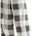 SOLY HUX Y2k Women's Elastic High Waist Plaid Loose Pants with Pocket