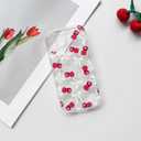NITITOP Compatible with iPhone 13 Mini Case Cute Clear Cherry Bowknot Design for Women Girls Bow Ribbon Soft Fit Slim Stylish Anti Yellowing Protective Phone Cover - White