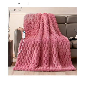 Electric Heated Blanket Throw Soft Ribbed Faux Fur Flannel Fast Heating 12 Heat Levels 1–12H Timer & Overheat Protection & Auto Shut-Off & ETL FCC & Machine Washable Heated Throw (Pink)