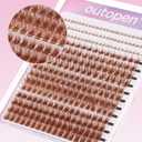 Brown Lash Clusters Extension Kit, Thick Volume Brown Cluster Lashes 40D+60D Mix 12-18mm Individual Lashes with Bottom Lashes Tweezer Lash Glue, Manga Wispy Cluster Lashes DIY at Home