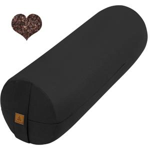 FelizMax Organic Buckwheat Bolster (24x9 in) Supportive Yoga Cushion for Restorative Yoga Accessories, Meditation, Reading & Floor Pillow - Large Round Cylinder (Black)