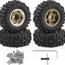 1.0" Aluminum Beadlock Wheels and Tires for 1/24 Axial SCX24, 1/18 TRX4M RC Crawler  Upgrade Set (Bronze)