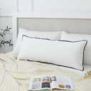 LIGICKY Long Lumbar Pillow Cover 16x36 inch White Velvet Black Rope Edging Throw Pillow Covers Decorative Rectangular Body Pillow Case Accent Textured Cushion Cover for Bed Couch(Cover Only)