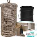 Jute Toilet Paper Storage Basket with Lid,Bathroom Toilet Paper Holder Stand for 3 Mega Rolls,Tissue Holder for Bathroom with Removable Waterproof Insert, 7"x7"x13.5"