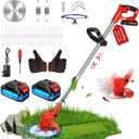 6 inch Electric Stringless Weed Wacker Metal Blade, Electric Weed Trimmer Eater Battery Powered 4000mAh 21V, 3 in 1 Cordless No String Grass Trimmer Mini Mower Edger Brush Cutter, Garden Weed Tool