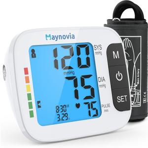 Digital Upper Arm Blood Pressure Monitor, Automatic BP Machine for Home Use with Large Backlit Display, Voice Broadcast, Irregular Heartbeat Detection, Adjustable Wide Cuff 8.6"-16.5" (White)