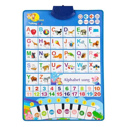 ED-Lumos Educational Talking Toy Spanish English Wall Chart Piano Music Poster Numbers 1-20 Kids Montessori Toys Interactive Educational Toy Learning Gift for Toddlers 2-4