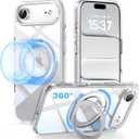 for iPhone 17 Air Case Clear with MagSafe Stand Ring for Women Men, with 360 Kickstand Holder Magnetic Design Non-Yellowing Rugged Heavy-Duty Protection Phone Case for iPhone Air 6.5"