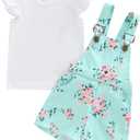Kids Baby Girl Summer Clothes T-Shirt Tops Suspender Overalls Shorts Toddler Infant Outfit, 4-5T 