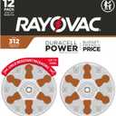 RAYOVAC Size 312 Hearing Aid Batteries (12 Pack), Size 312 Batteries (Brown Tab)