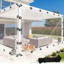 LC&QS 10x12ft Clear Tarp with Grommets, Upgraded Edge Heat Fused Tear Resistant Clear Heavy Duty Tarps, Clear Vinyl Tarps for Patio Fencing, Rain, Wind, Cold, Chicken Coops,and More（Windproof Rope）