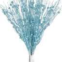 DearHouse 22 Pcs Pack Christmas Glitter Berries Stems,16.5 Artificial Christmas Picks for Festival Holiday Crafts and Home Decoration  (Blue)