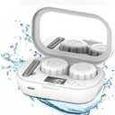Portable Ultrasonic Contact Lens Cleaner with USB Charger - Fit Disposable Soft, Colored & RGP Lenses - Travel & Home (White)