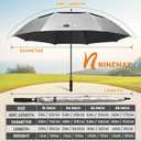 NINEMAX UV Potection Golf Umbrella, 51/54/62/68 Inch UV Umbrellas for Sun Blocking Large Windproof for Rain