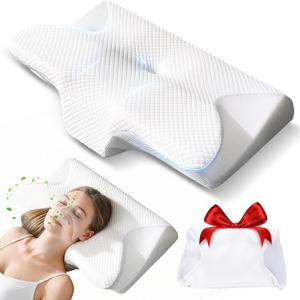 Neck Haven Pillow for Sleeping Ergonomic Sleep Apnea Snoring Pillow with Memory Foam Neck Head Shoulder Support Pillows for Side,Back,Stomach Sleeper (White)