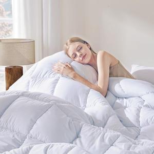 DOWNCOOL Comforters King Size, Duvet Insert,White All Season Lightweight Quilt, Down Alternative Hotel Comforter with Corner Tabs (White, King 102x90 Inches)