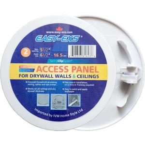 EASY-EXS Access Panel Round 6.5" Spring-Clip (Max Service Opening 5.5") Plastic White (Pack of 2) (Round 6.5")