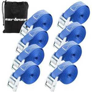 Cartman 1" x 12' Lashing Straps Cargo Tie-Down Strap Up to 600lbs, 8pk in Carry Bag, Blue
