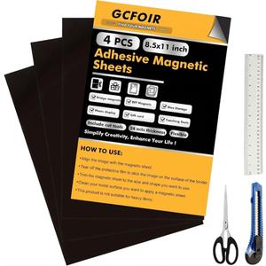 GcFoir Adhesive Magnetic Sheets 8.5 x 11 Inch, 4 Packs Magnetic Sheets with Adhesive Backing - 0.5mm Thickness Flexible Magnet Sheets for Dies Storage, Craft Projects, Photos, School, Office