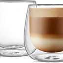 CNGLASS 16oz Double Walled Glass Coffee Mugs(2-pack),Large Clear Coffee Cups with Handle,Glass Espresso Mugs for Latte,Cappuccino,Tea