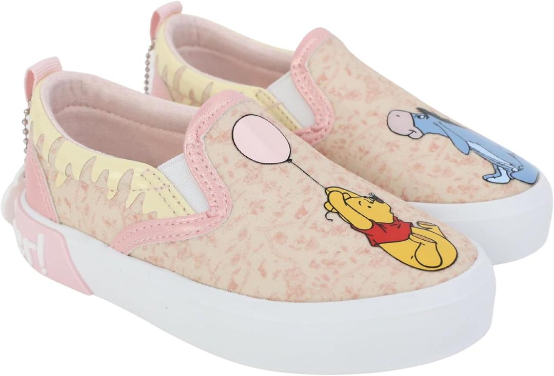 Disney Winnie The Pooh Slip On Sneakers Pooh Bear Shoes for Kids and Toddlers, Size: 5 Toddler (Beige)