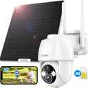 4G LTE Cellular Solar Security Camera, Wireless Outdoor Solar Powered Camera No WiFi Needed, 2K Color Night Vision, 360 Full View, PIR Motion Detection & Siren, 2 Way Talk (SIM Card Included)