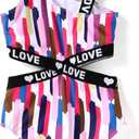 PATPAT Girls One Piece Swimsuits Floral Tropical Bathing Suit Cutout Swimwear Beachwear (3T, Coloredstripes)