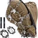 Crampons 19 Spikes with Stainless Steel Chain Ice Snow Grips Traction Cleats System Safe Protect for Walking, Jogging, Climbing, Hiking on Snow and Ice, Boots Chains for Women Men (Medium, black)