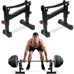 SYNTECSO Deadlift Jack Barbell Stand - Heavy Duty Barbell Jack Deadlift - Adjustable Deadlift Platform for Home Gym Weightlifting Easily Load 880 Lbs