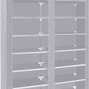 ERONE Shoe Rack Storage Organize, 28 Pairs Portable Double Row with Nonwoven Fabric Cover Shoe Shelf Cabinet for Closet (Grey)