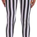 Women's Black and White Striped Ankle Length Leggings High Waist Black and White Striped Pants, XL