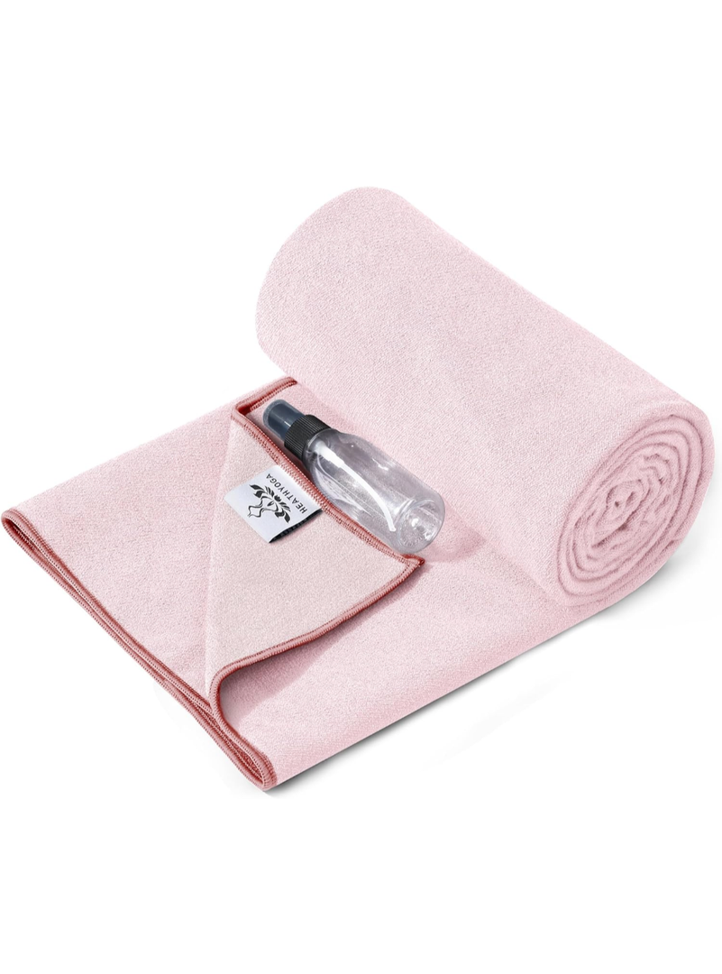 Heathyoga Hot Yoga Towel, Non Slip Yoga Mat Towel with Silicone Grip & Spray Bottle, 72"X26" Yoga Towel, Soft Microfiber Yoga Mat Towel for Hot Yoga, Bikram, Pilates and Fitness