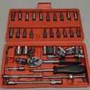 Egofine 46 Pieces 1/4 inch Drive Socket Ratchet Wrench Set, with Bit Socket Set Metric and Extension Bar for Auto Repairing and Household, with Storage Case