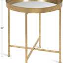 Kate and Laurel Celia Metal Foldable Round Accent Table, 18.25" x 18.25" x 22", Glass Surface and Gold Frame, Modern Minimalist Design and Detachable Magnetic Tabletop