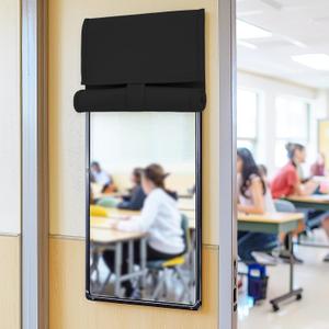 Vatge Classroom Door Window Cover - Small Door Curtain for Narrow Windows, Easy Installation Blackout Frontdoor Curtains, 1 Panel, W12 x L40, Black