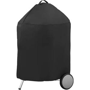 Round BBQ Grill Cover for 18 Inch Charcoal Grills Waterproof, Fade Resistant, UV Resistant Kettle BBQ Grill Cover with Hook & Loop Strap, Dome Smoker Cover, Black (18in)