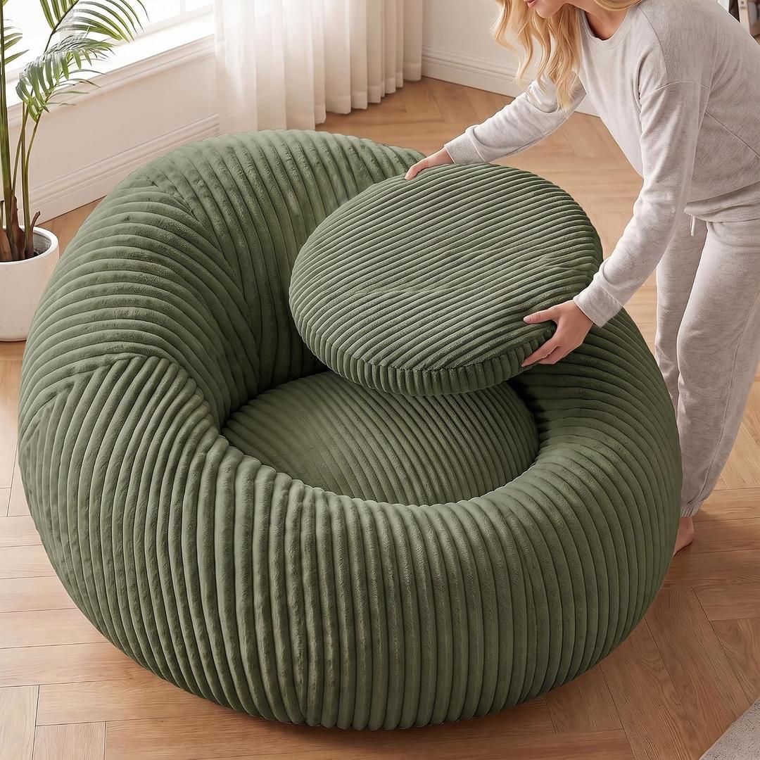 Homkdom Bean Bag Chairs for Adults, Giant Bean Bag Sofa with Back Support, Large